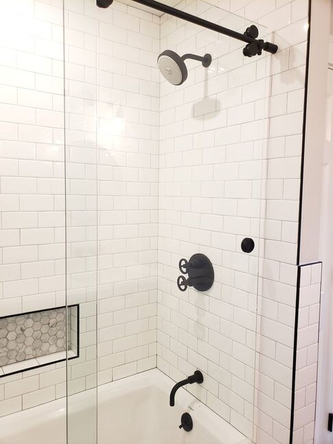 Clean white shower remodel
