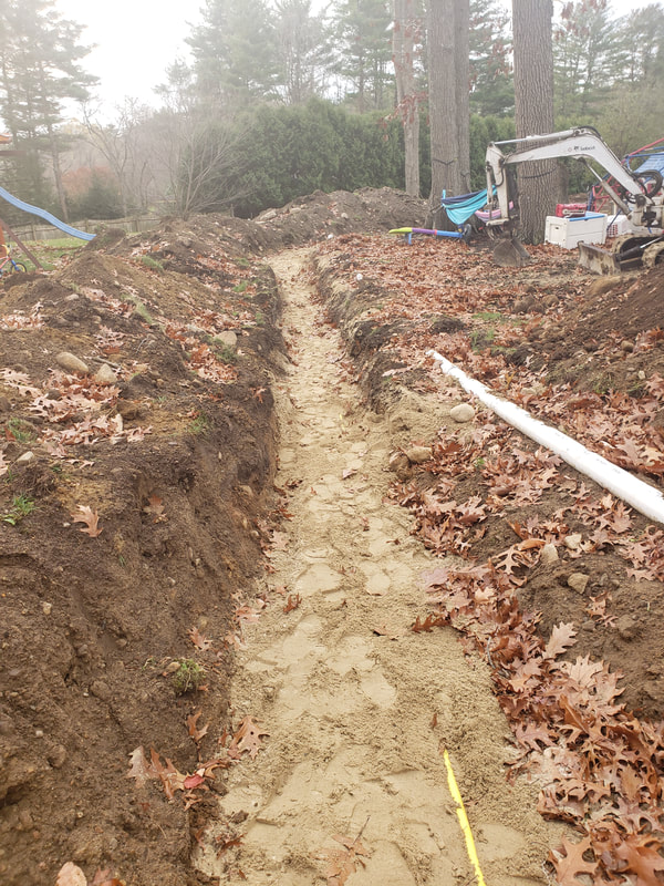 Excavation for natural gas line piping installation